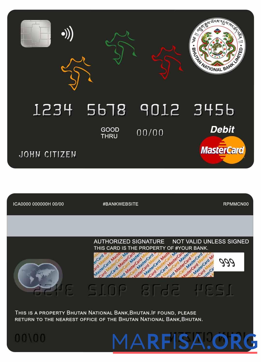 Downloadable Bhutan National bank Bhutan master card template